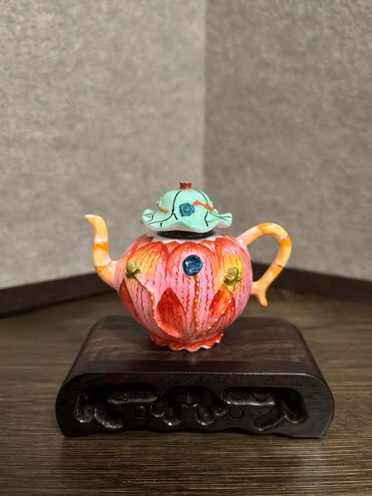 Pastel Lotus & Lotus Leaf Teapot Magnet｜Qianlong Aesthetic in Your Home