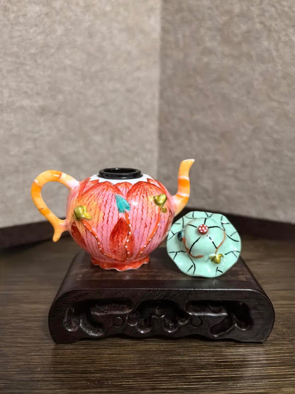 Pastel Lotus & Lotus Leaf Teapot Magnet｜Qianlong Aesthetic in Your Home