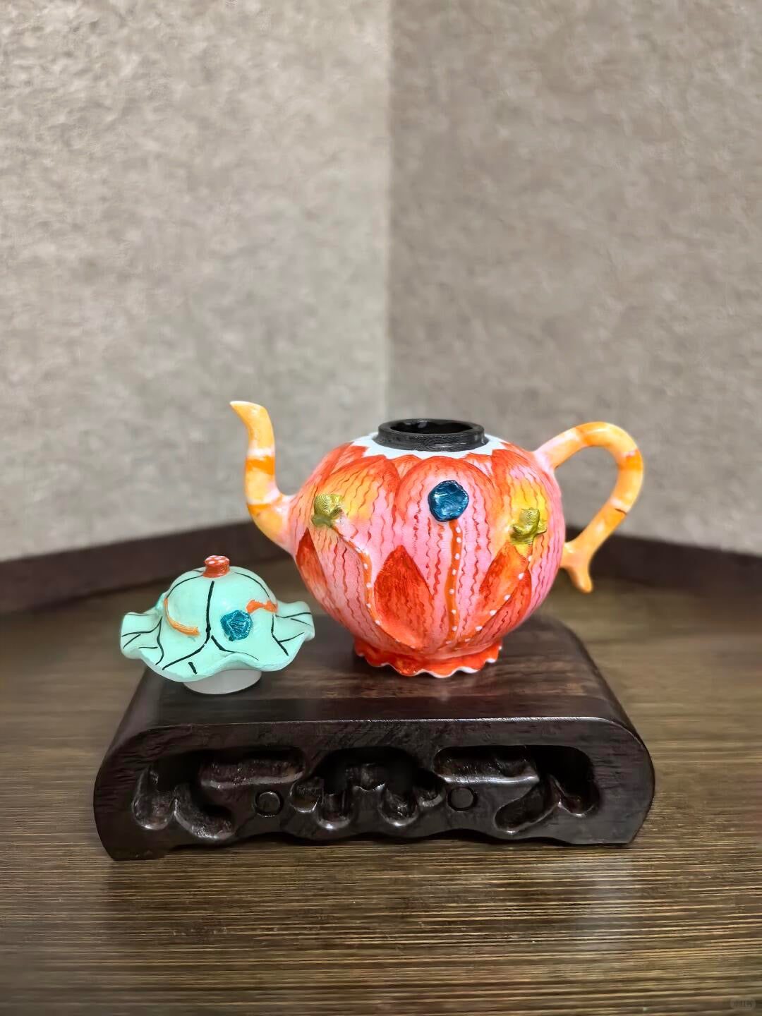 Pastel Lotus & Lotus Leaf Teapot Magnet｜Qianlong Aesthetic in Your Home